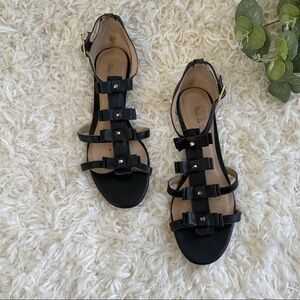 Pour la victoire black leather sandals